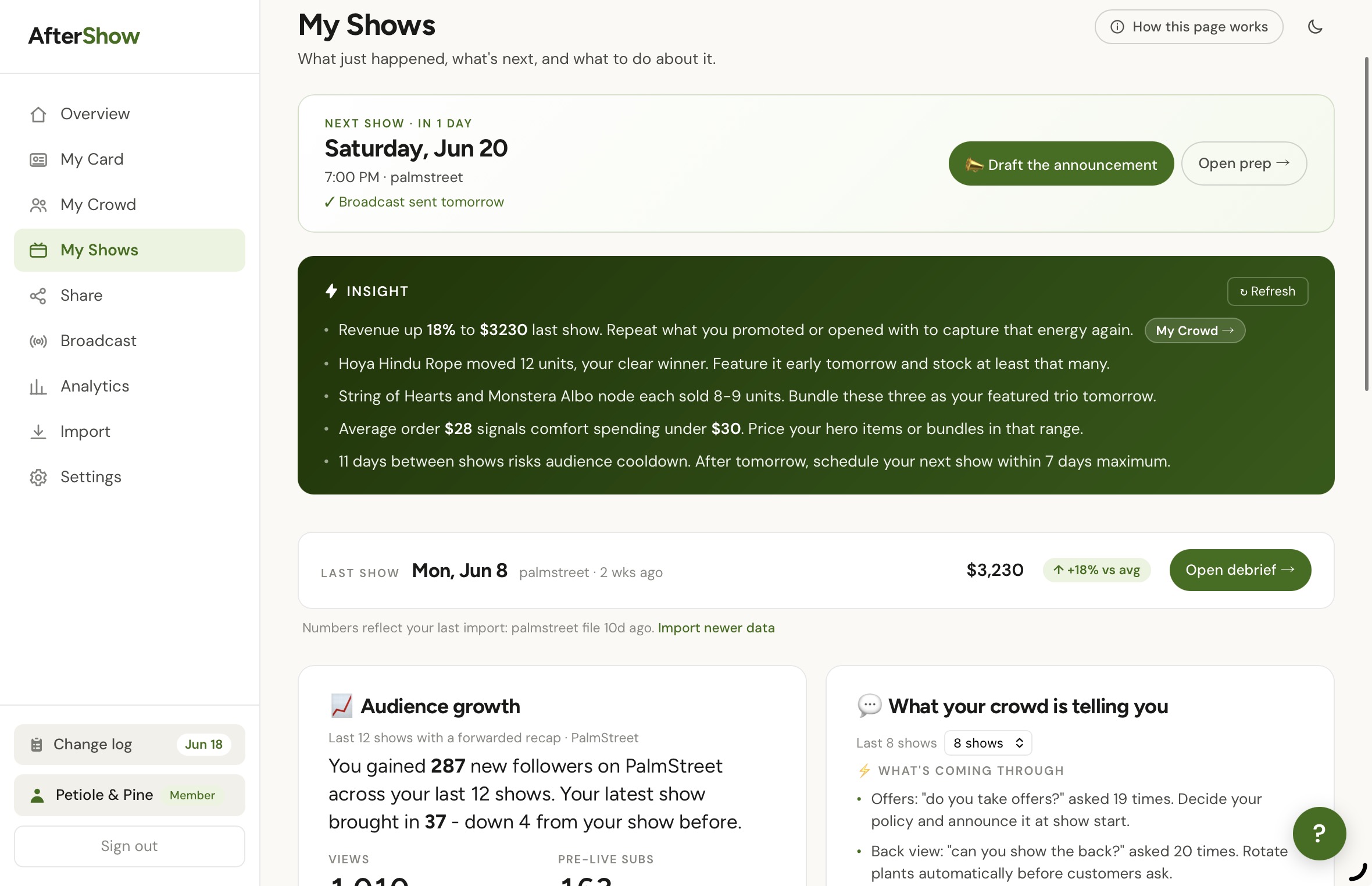 Your shows